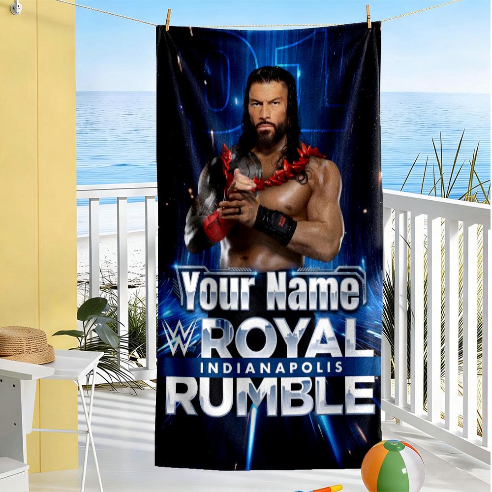 Royal Rumbl Personalized Text Beach Towel Quick-Dry Soft Microfiber Suitable for Swimming Gym Camping Yoga Vacation