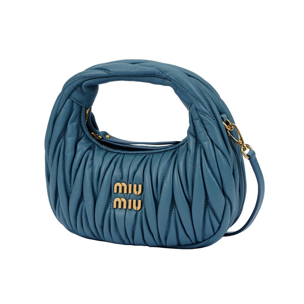 MIU MIU Wander Matelassé Hobo Bag Women Handbags Blue 5BP078_N88_F0F16