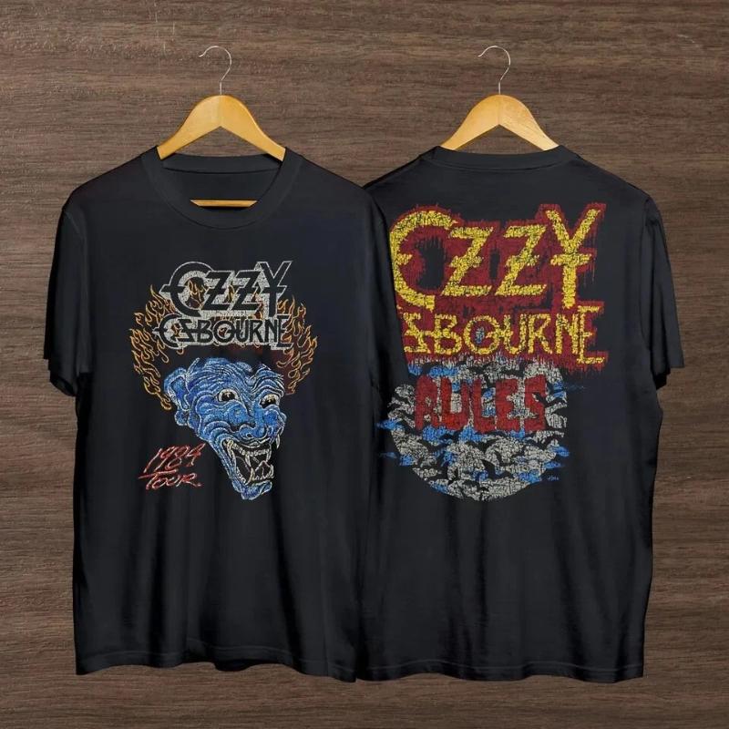 American Ozzy Osborn Bark At The Moon Tour '84 T-Shirt Summer New Vintage Fashion Men's and Women's Streetwear