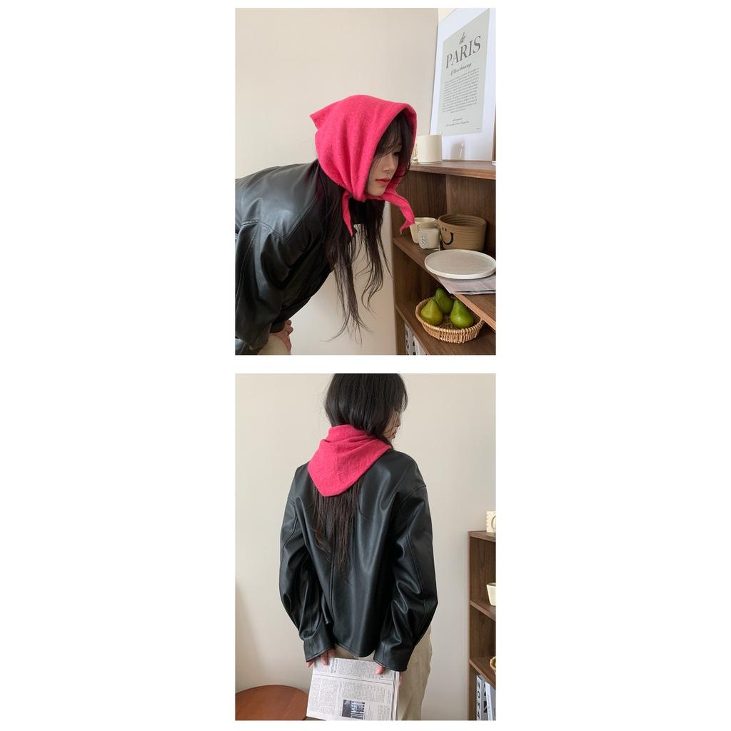 Wool Temperament, Anti-aging Triangle Scarf, Knitted Small Shawl for Women in Autumn and Winter, Versatile Korean Version, Knotted and Shoulder Worn