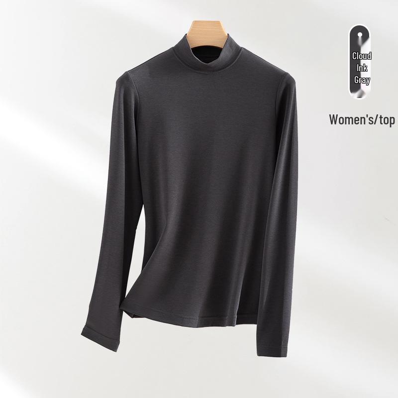 Modal Cashmere Silk Half Turtleneck Long-Sleeve Thermal Top for Women - Versatile Autumn/Winter Wear