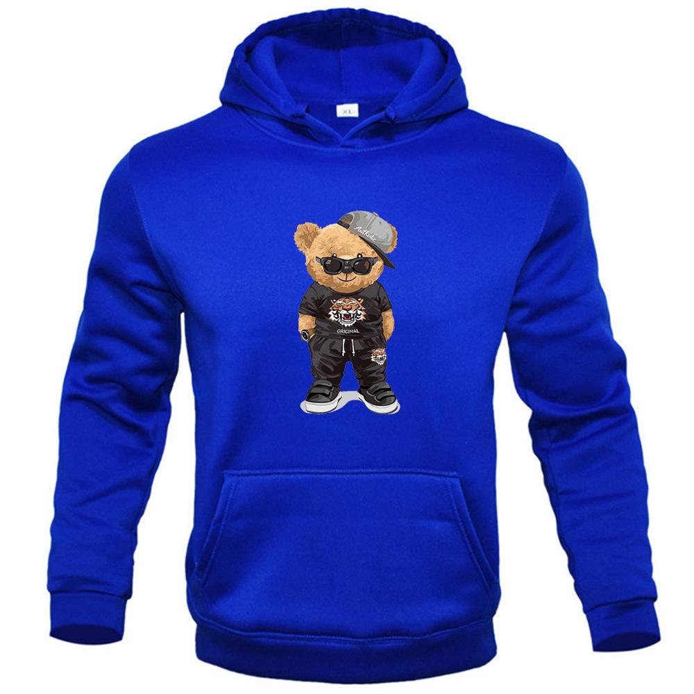2023 Men's Hoodie Harajuku Funny Bear Y2K Street Fashion Trend Spring Autumn Fleece Hoodie Men's Clothing