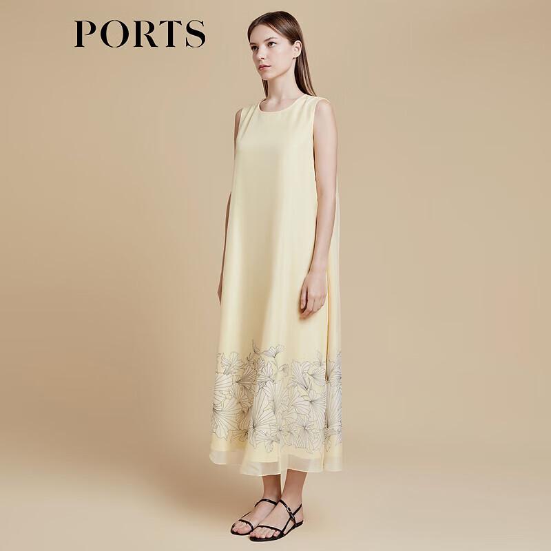 Ports Women's Yellow Print Sleeveless Midi Dress