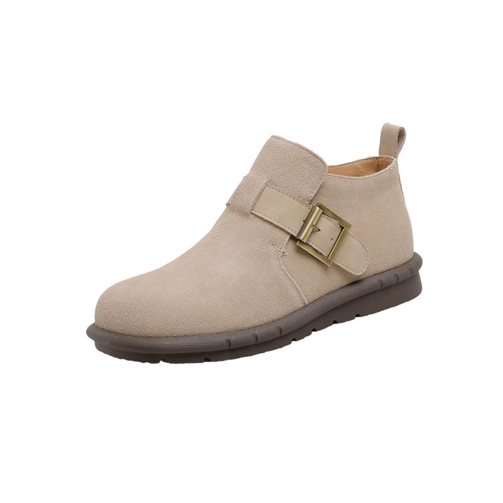 New spot Boken shoes with fleece round head 2025 autumn and winter one-pedal fluffy shoes leather bag head retro Boken single