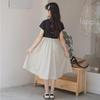 Girls' Contrast Color Short-Sleeved T-Shirt Dress - Summer 2025 Korean Style Thin Skirt