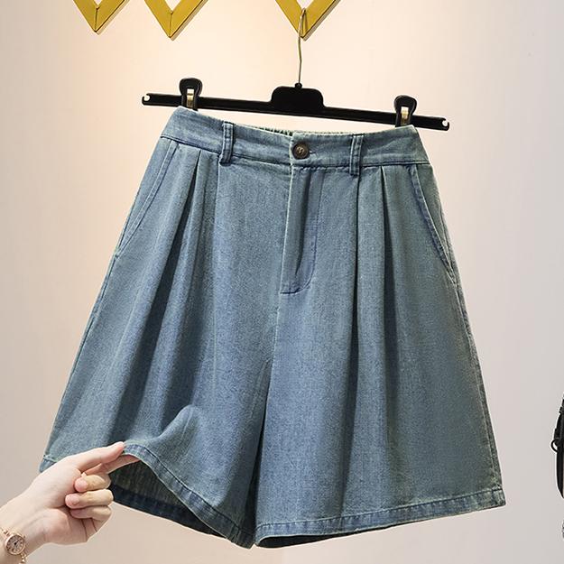 

DIMANAF Plus Size 2023 Летние шорты Брюки Драпированные Женские Эластичные Свободные Повседневные Базовые Женские Брюки Капри Женщины Мода Дизайн Показать Тонкие джинсы
