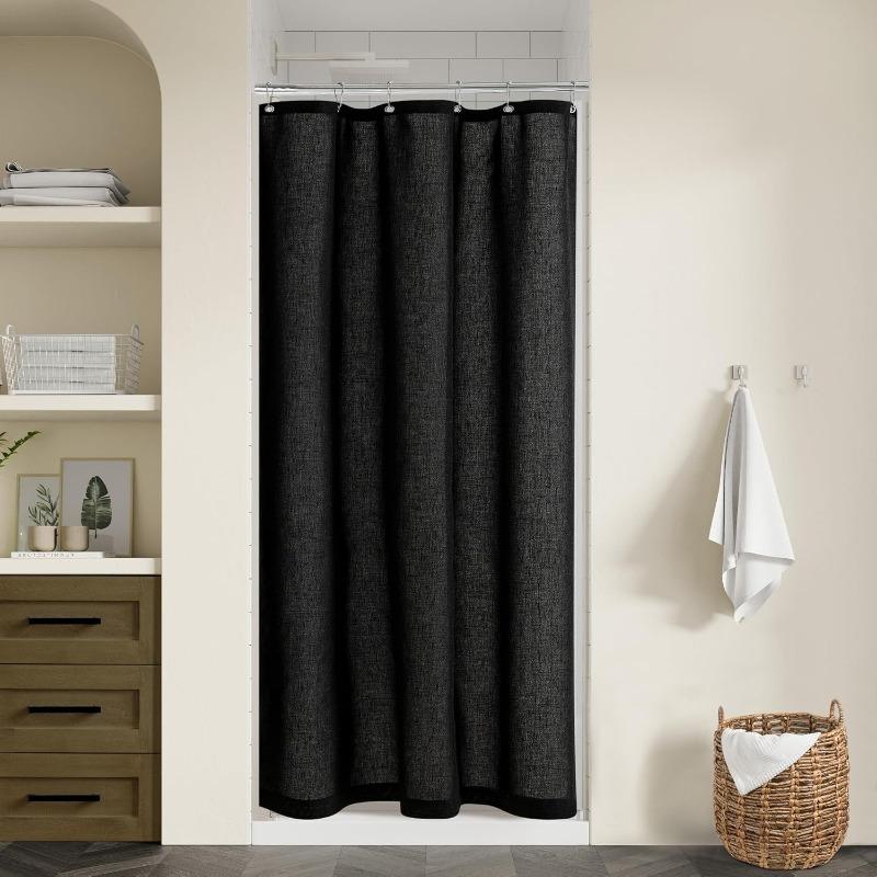 Natural Cream Linen Shower Curtain Country Boho Farmhouse Bathroom Decor Beige Shower Curtains for Bathroom Neutral Cloth