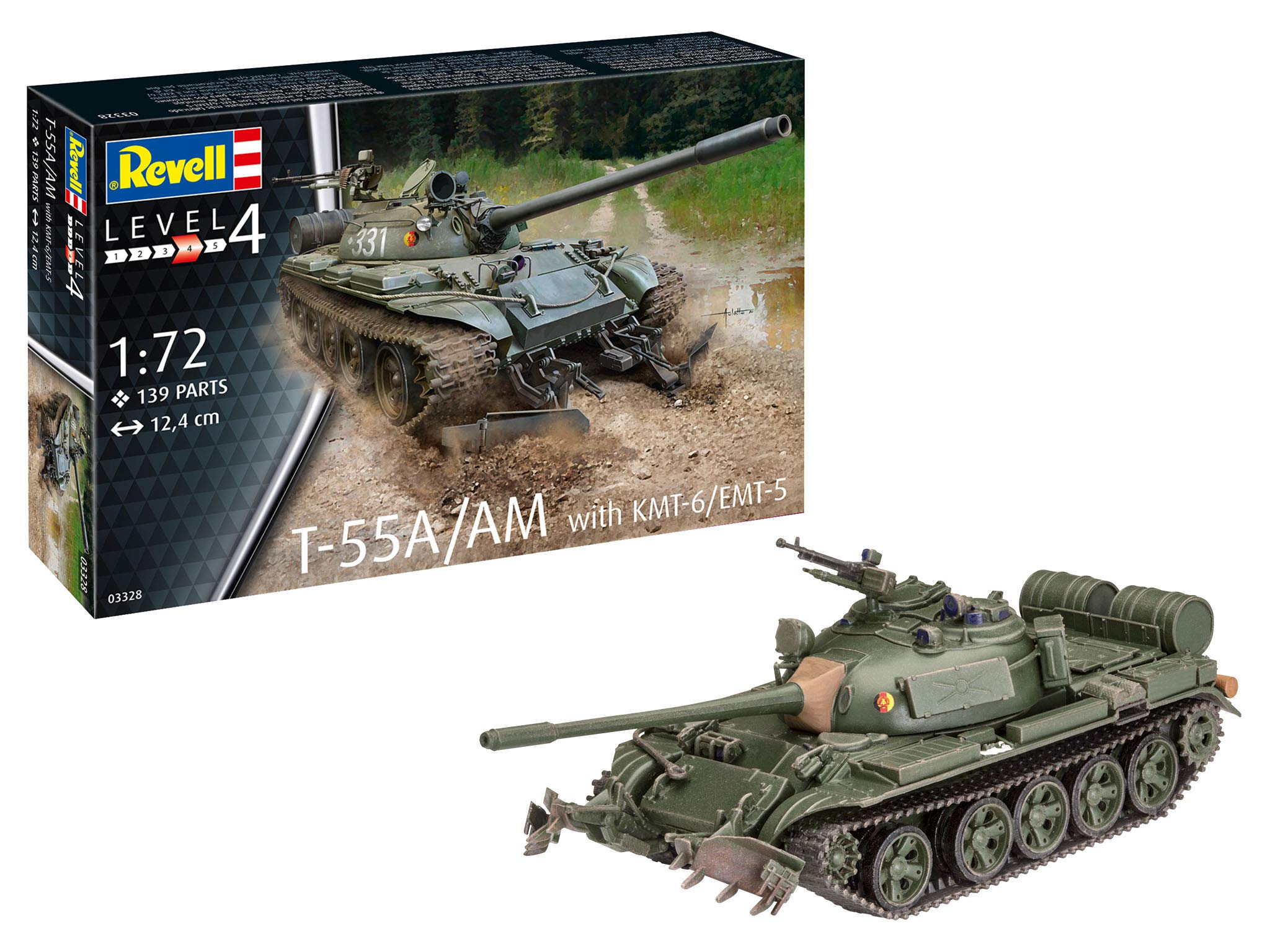 

German Level Soviet Army Plastic Model 03328 1/72 T-55a/AM w/KMT-6/EMT-5