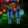 Halloween Outdoor Decor Yard Signs Scary  40cm Metal Twins Spooky Garden Stakes For Yard, Patio Garden Spooky Carnival Theme