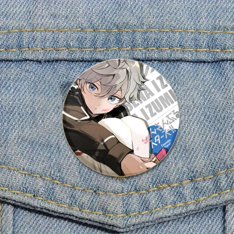 32/44/58mm Ensemble Stars Idol Round Brooch Cartoon Cosplay Badge Icons Lapel Pins for Backpack Gifts Sena Tsukinaga Sakuma Narukami