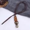 Leather Cowhide Badge Holder Leather Lanyard Work Card Holder Phone Neck Strap Wrist Neck Lanyard