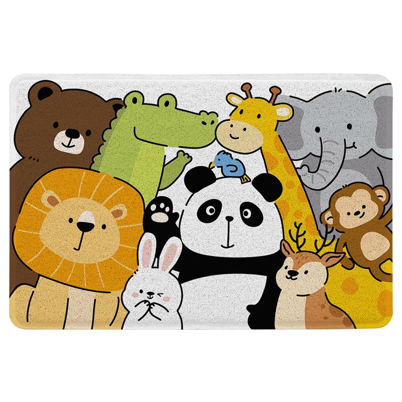 Cartoon Animal PVC Home Floor Mat Entry Door Dirt-resistant Wire Ring Entrance Door Scraping Dust Dust Anti-slip Mat