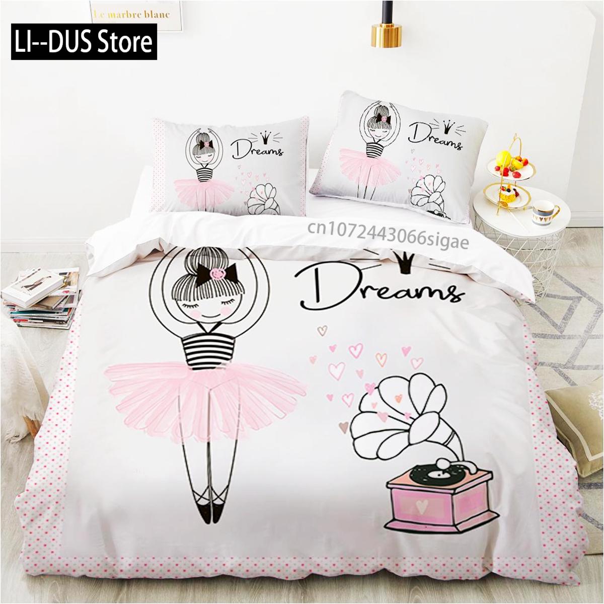 

Girl Duvet Cover Set King Full Size Purple Fairy Casting Magic Twin Bedding Set Microfiber Cartoon Style Girly Theme Quilt Cover EU Single(135*200cm)3pcs