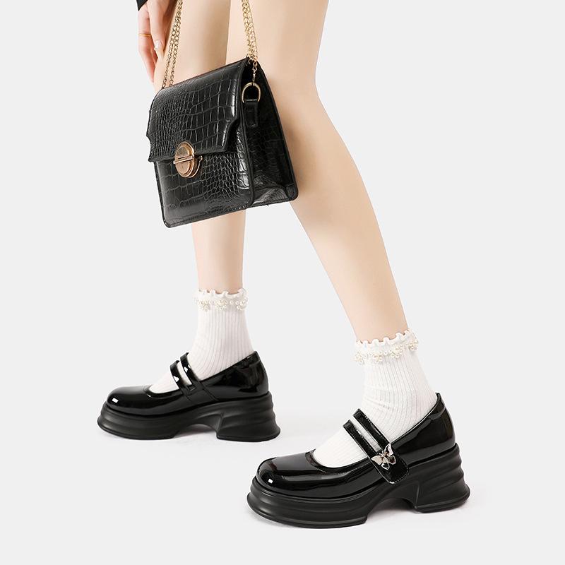 Shallow mouth Mary Jane single shoes female style student butterfly small leather shoes muffin