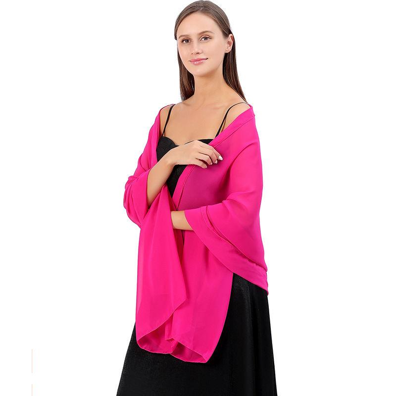 Shawl Dress Shawl Scarf Chiffon Dinner Dual-Use Women Solid Color Cheongsam Party