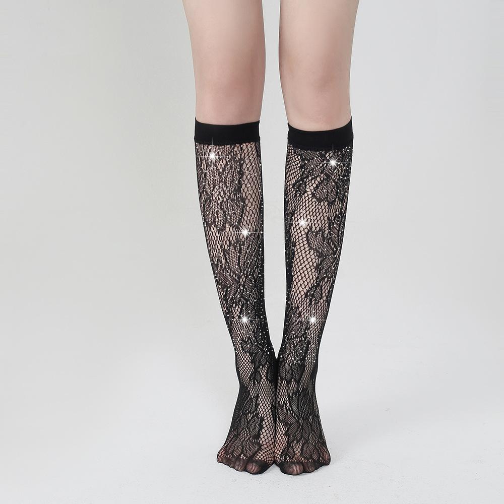 New Socks White Diamond Hot Diamond Medium Tube Socks Women's Socks Solid Color Hot Sale