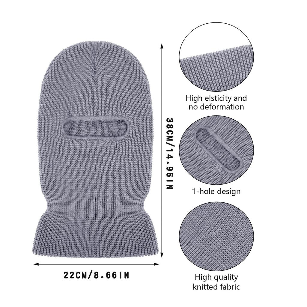 1-Hole Ski Mask Knitted Face Cover Adult Winter Balaclava Full Face Mask For Winter Outdoor Sports