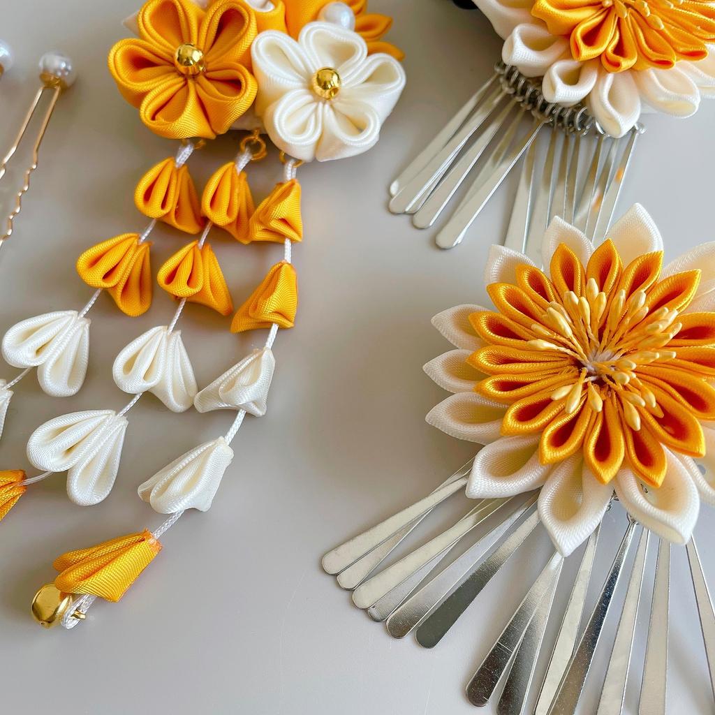 Hair Ornament Pearl Pin Head Dress for Japanese and More Tsumami-zaiku Coming-of-Age Ceremonies, Clothing, Graduations, Shichi-Go-San,