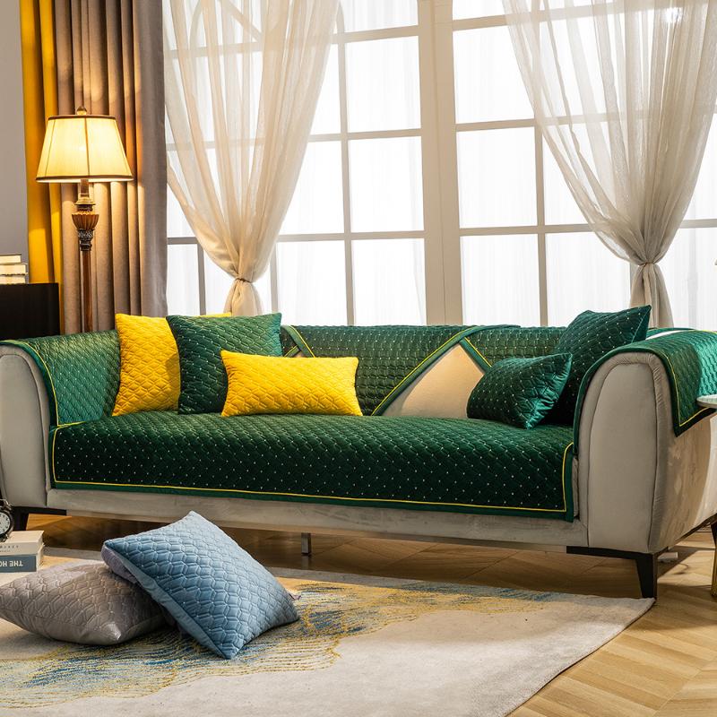 Simplicity Sofa Seat Slipcovers Solid Color Plush Sofa Protector Home Decor Sofa Cover Autumn Winter Warm Fabric Art Couch Cover