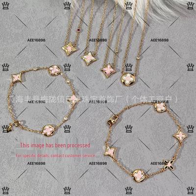 Luxe 18k Roségoud Diamant Witte Parelmoer Klavertje Vier Zilveren Armband voor Vrouwen