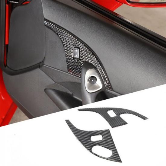 Carbon Fiber Interior Door Lock Panel Trim Sticker For Corvette C6 2005-2013