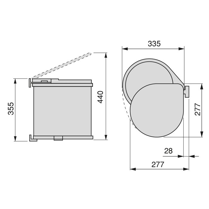 Poubelle ronde 13 l dim 352 x 355 x 277 mm en acier inox - emuca - 8035865