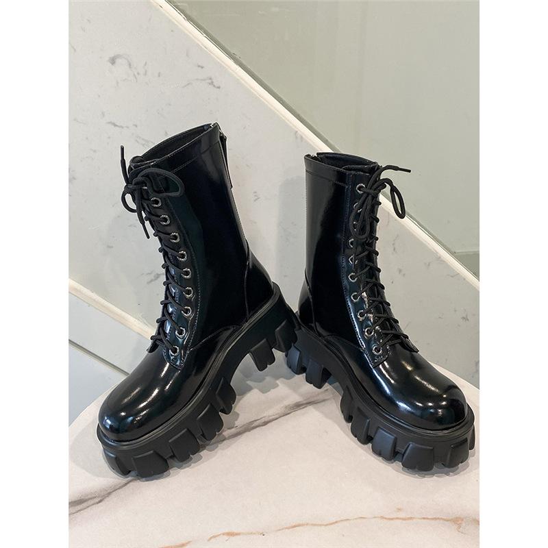 Yang Mi's same Martin boots, women's platform boots, small men's heightening new short boots, high-heeled locomotive boots
