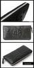 Crocodile leather round zipper long wallet Black [GODANE] men's SPCW-8005CP (Black)
