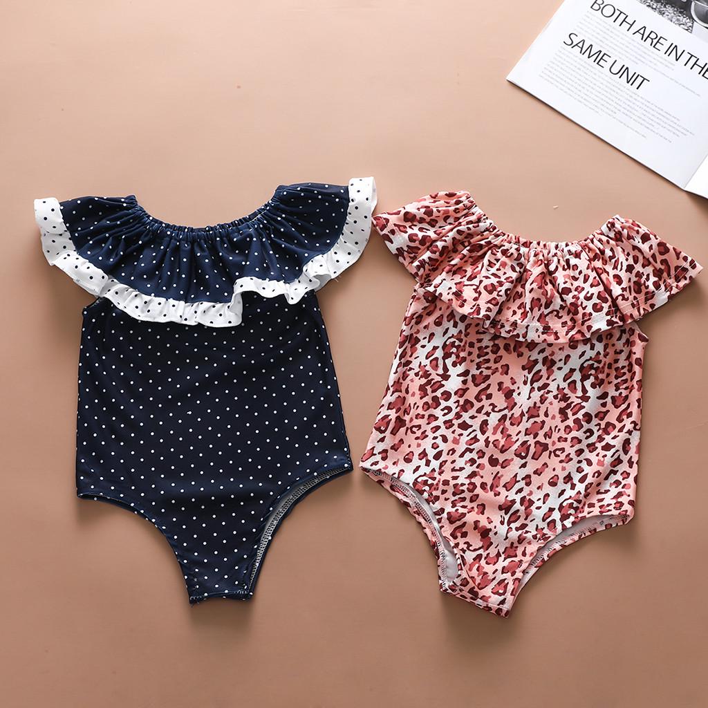 

Малыш Девочки Оборки Купальник Леопард Точка Комбинезон Купальники Купальник Купальник Костюм