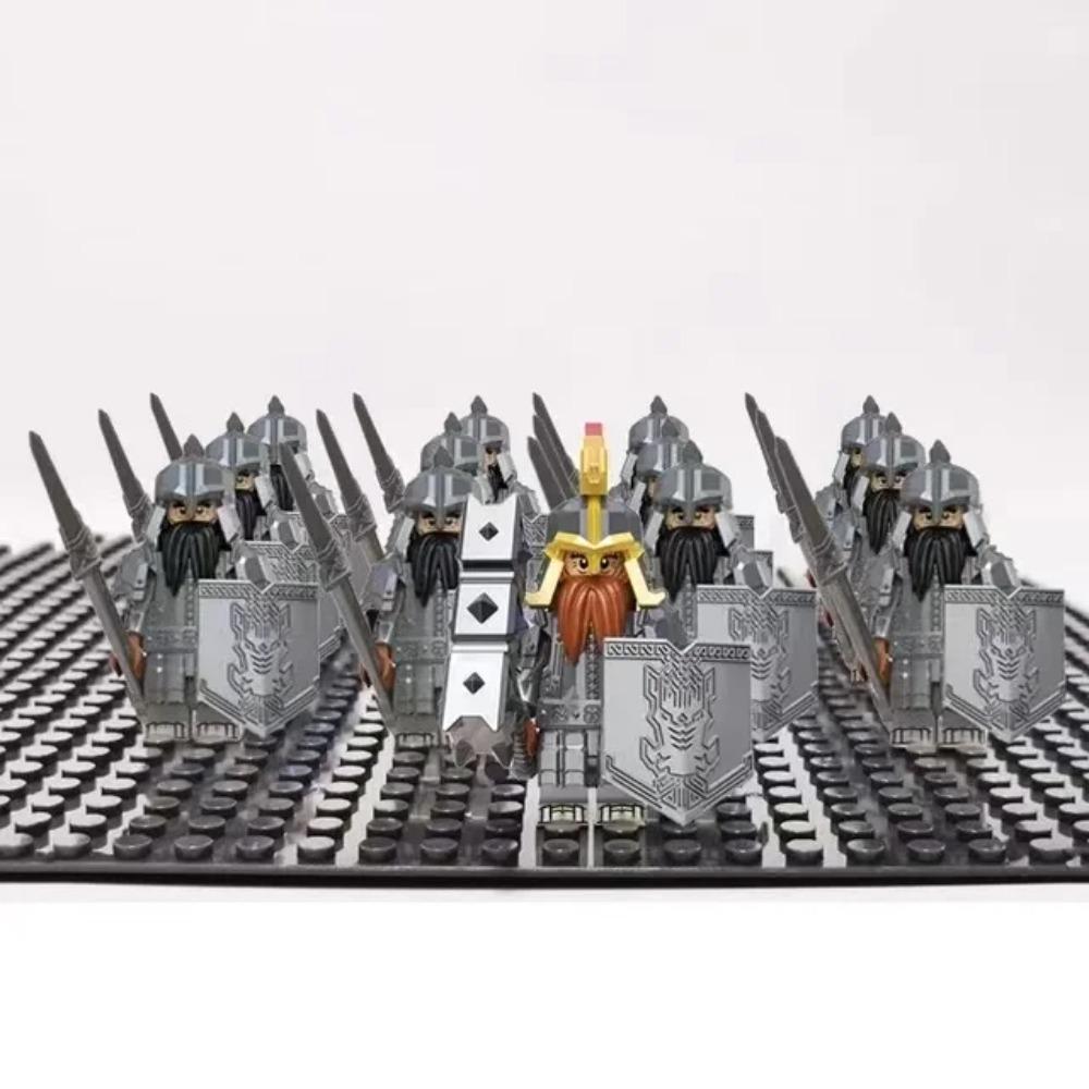 13Pcs Mini Gondor Battle Spearman Body Gurad Infantry VS Roman Solider Eomer Rohan Warriorr Figures Blocks Set Toys for Kids