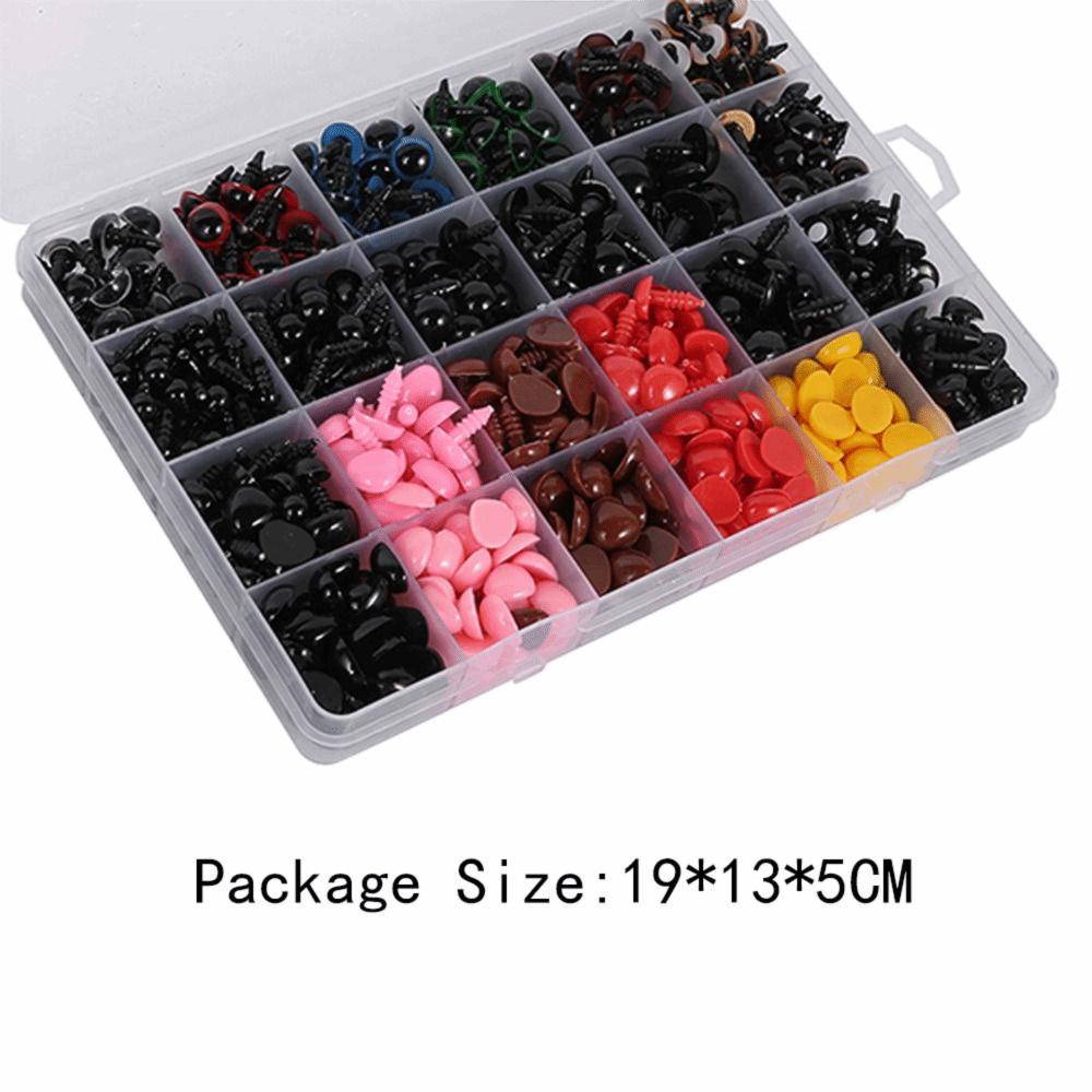 A Box 1040pcs Safety Eyes and Noses Colorful Eyes Plastic Safety Eyes  Crochet Toy Making
