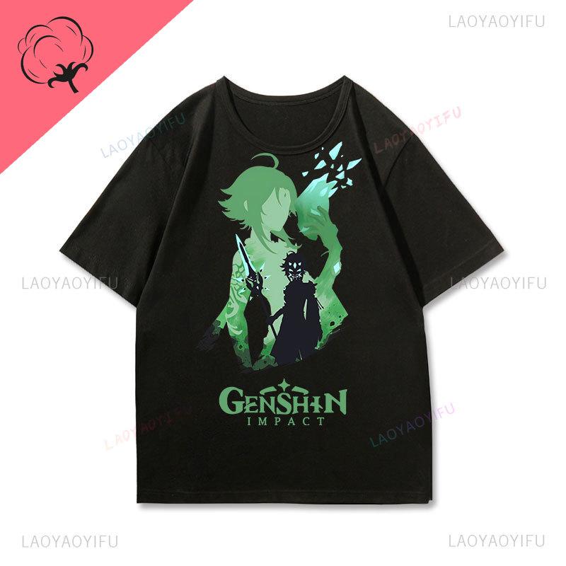 Genshin Impact T Shirt Cotton Crewneck Short Sleeve Printed Tee Harajuku Gamer Clothes 2025 New Style Camisa Y2k Graphic Tee