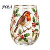 Non-slip Curved Glass Cup, Egg Shape Clear Lead-Free Crystal Enamel Painted Golden Rim Elegant Gilded Vintage Drinking Tumbler, Large Capacity
