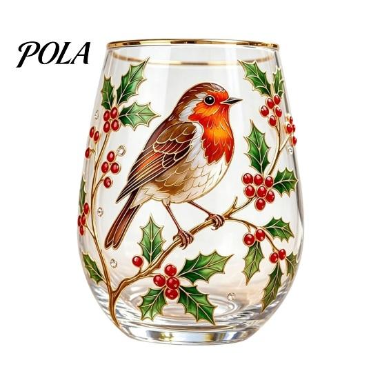 Non-slip Curved Glass Cup, Egg Shape Clear Lead-Free Crystal Enamel Painted Golden Rim Elegant Gilded Vintage Drinking Tumbler, Large Capacity