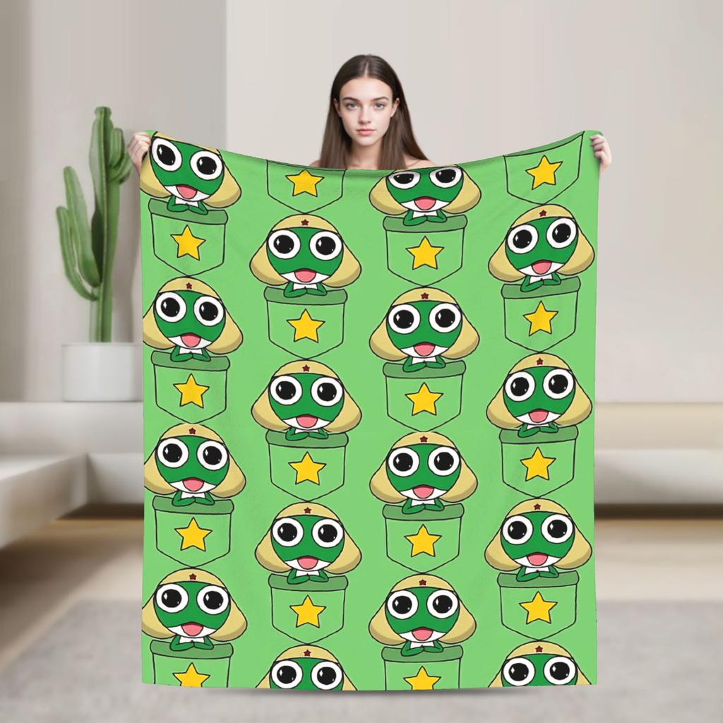 Kero Platoon Frog Keroros Fleece Throw Blanket Blankets for Sofa Car Soft Bedroom Quilt,