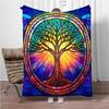 3D Abstract Tree Of Life Flannel Blanket Fluffy Children Sofa Plush Bedspread Throw Lunch Blanket for Sofa Bed Nap Cover Kids