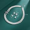 Pearl Set Imitation Pearl Collarbone Chain Bow Double Row Pearl Necklace Women'S Crystal Gemstone Pearl Earrings