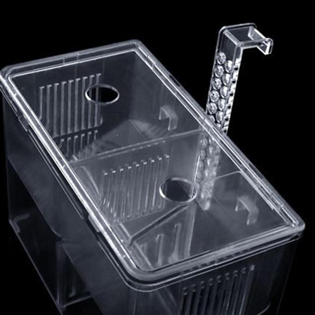Aquarium Breeder Box Transparent Hatching Container Double-Chamber Shrimp Breeding Box for Guppy Fry Betta Shrimp Saltwater