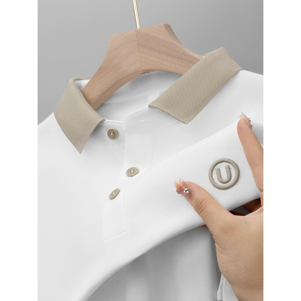 Men's Casual Shirt - Short Sleeved Summer Top, Ribbed Collar and Cuffs Design, Breathable Elastic Fabric, Regular Fit