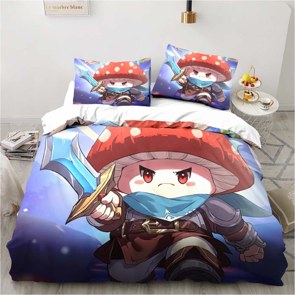 3D Print Anime Game Legend Of Mushroom Pattern Duvet Cover Sets Comforter Bed Linen Gift Twin Queen King Size Romantic Home Gift