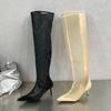 Fashion Eilyken New Design Mesh Pointed Toe Women Over The Knee Boot Sandals Fashion Zipper Thin High Heels Party Prom Shoes