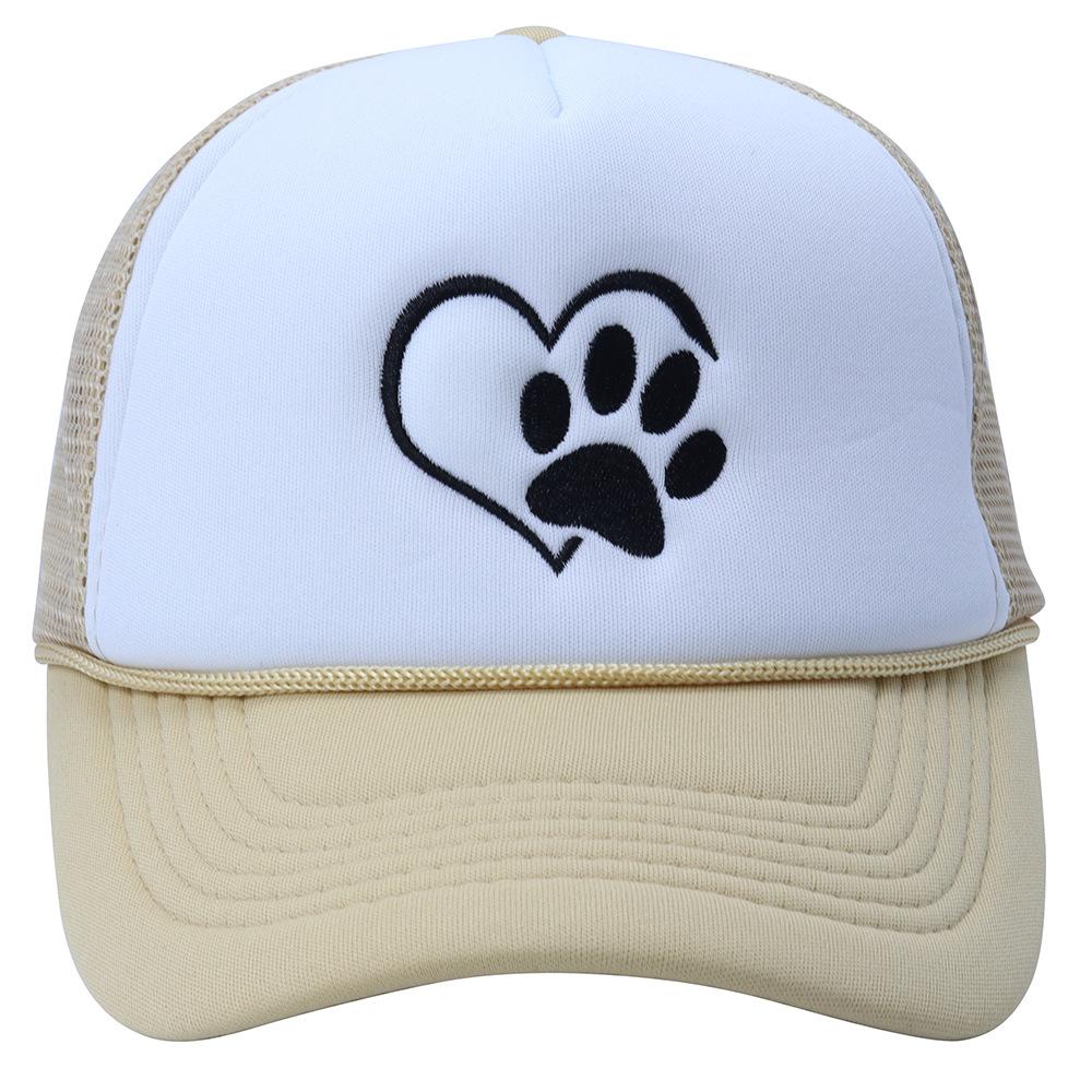 Fashion Love Dog Paw Embroidery Baseball Cap Men And Women Summer Breathable Mesh Sunshade Trucker Hat For Outdoor Travel