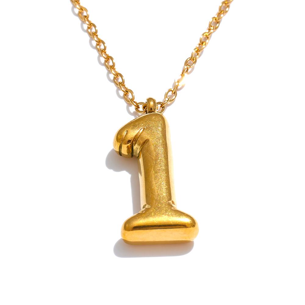 Yhpup Wholesale Stainless Steel Thick Numeral Pendant Necklace PVD Plate Water Resistant Metal Trendy Versatile Jewelry