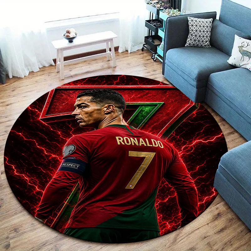 Cristiano Ronaldo Round Area Rug,Carpet Rug for Living Room Bedroom Sofa Playroom Decor,Non-slip Floor Mat