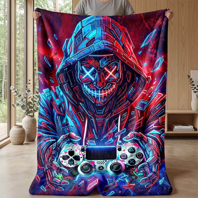 Neon Gaming Controllers Theme blanket Lightweight Warm Flannel Blanket Decorative Throw Blanket for Home Decoration