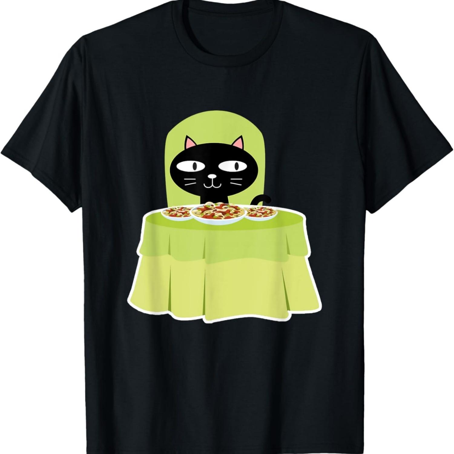 Dinner Table Cat Meme Black Cat, Funny Internet, Cat Meme T-Shirt S