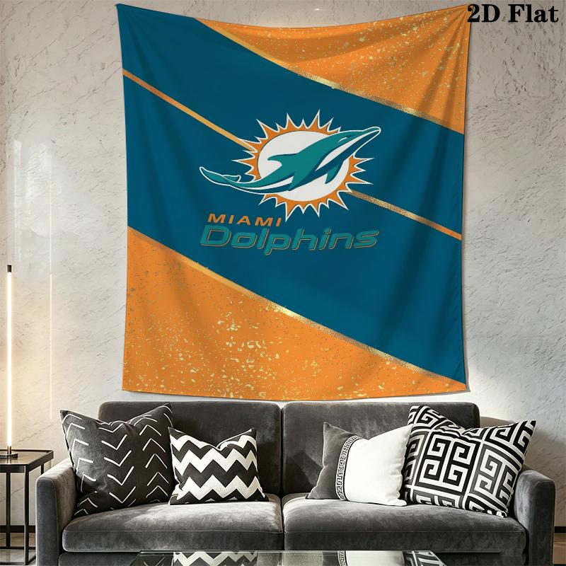 Miami Dolphins Wandteppich Ästhetisches Wandbehang Gedruckter Stoffdecke Dekorative Wandteppiche für Schlafzimmer Wohnzimmer Heimdekoration
