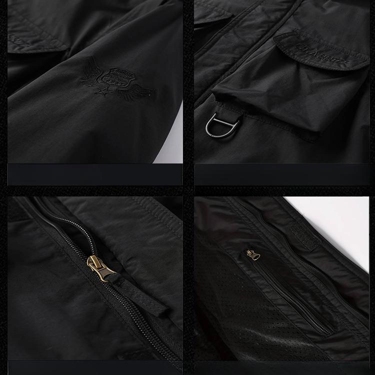 Rüzgar geçirmez Kapüşonlu Ceket erkek Rahat Su Geçirmez Çoklu Çanta Kargo Ceket Yelek Açık Hava Etkinlikleri için Uygun