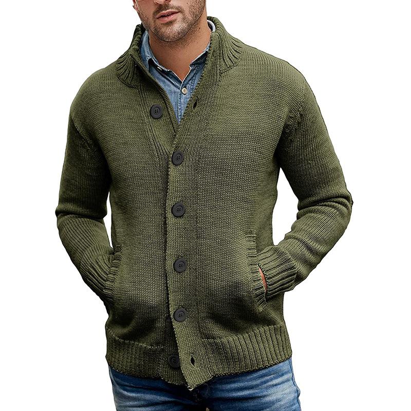 2025 Men's Solid Color Single-Breasted Knitted Sweater Cardigan for Fall and Winter