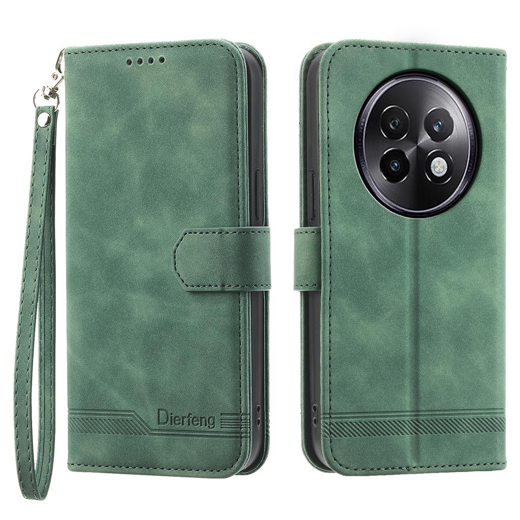 DIERFENG DF-03 For Realme 13+ 5G/13 Pro 5G (China) Leather Case Lines Imprint Wallet Phone Cover